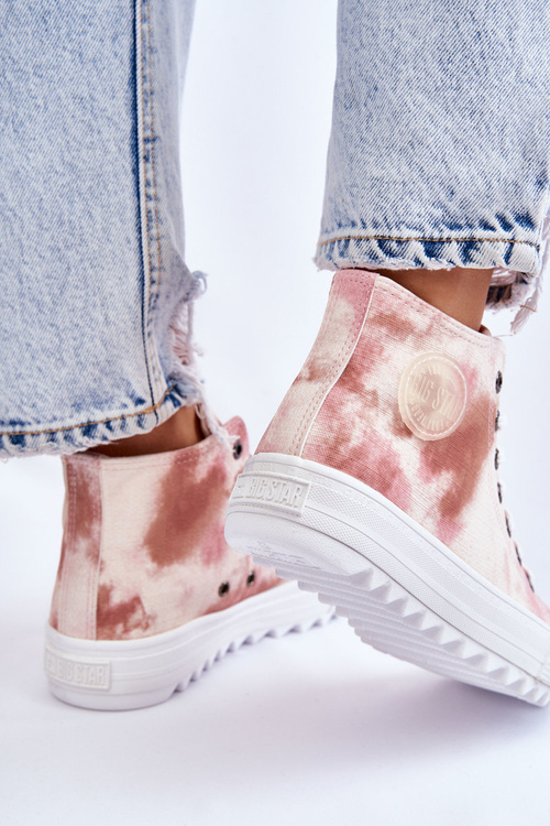 Жіночі кросівки високі Big Star LL274048 бежево-рожеві