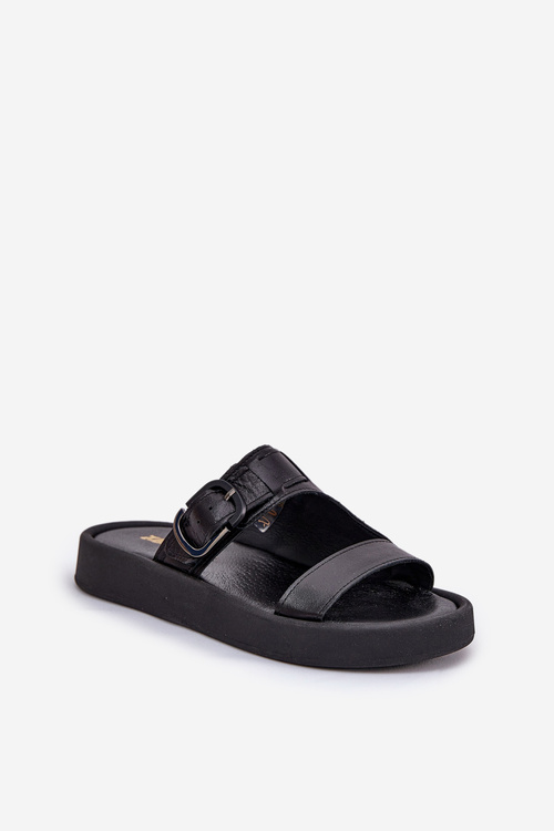 Шкіряні Жіночі Сандалі На Платформі Чорні Zazoo 3024