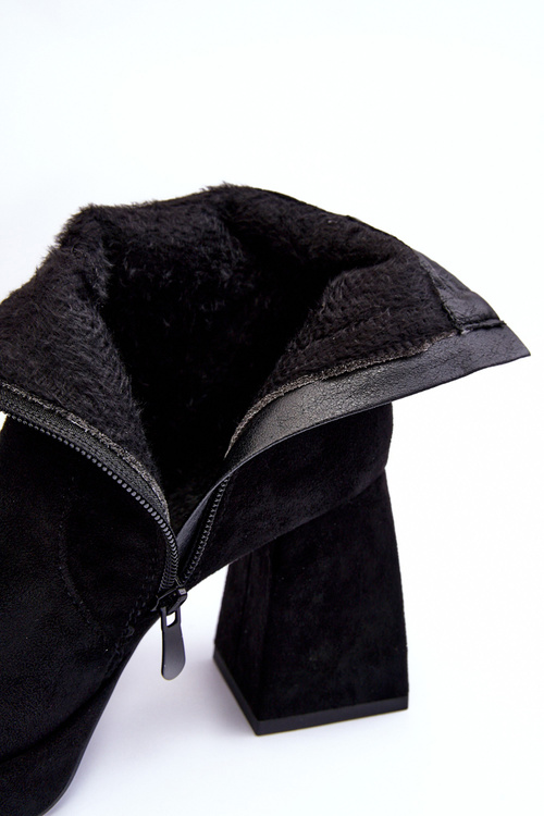 Шкіряні черевики на масивному каблуці Чорні Абноус