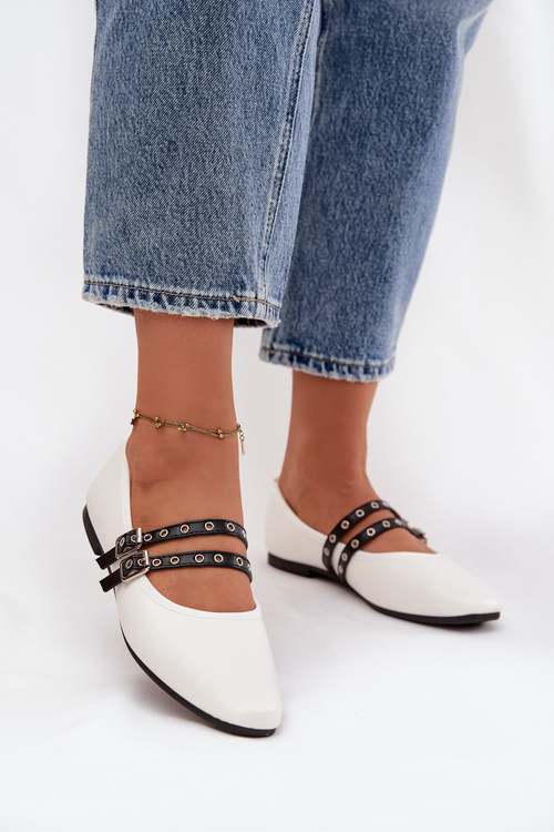 Жіночі Балерини З Ремінцями Білий Deliora