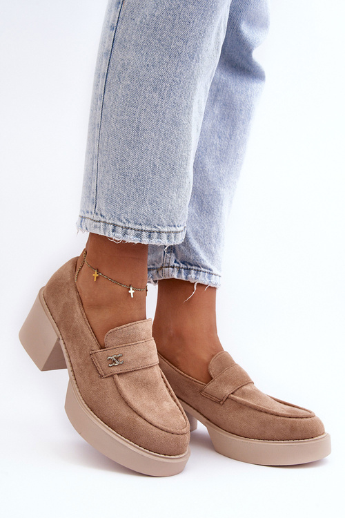 Жіночі замшеві туфлі на підборах бежеві Afnira