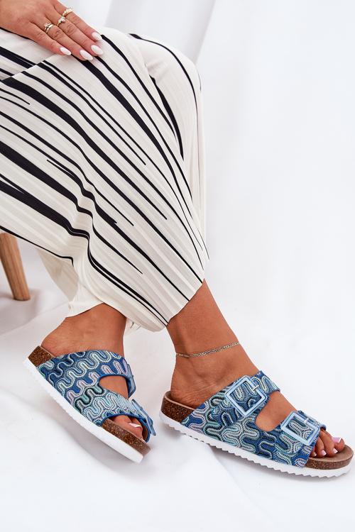 Жіночі Сандалі З Пряжками Та Блискітками S.Barski RB51-006 Сині