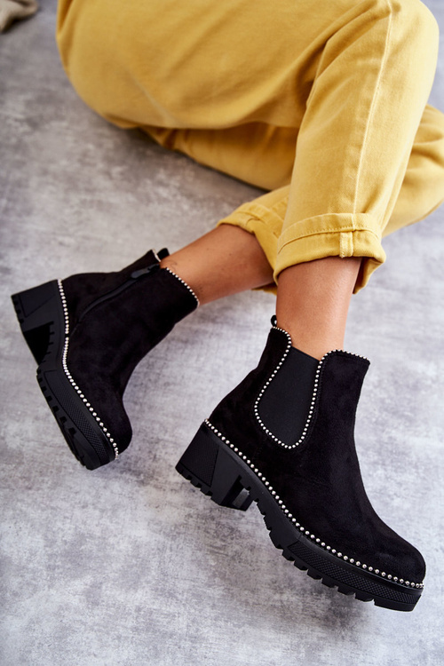 Чоботи жіночі на шпильці Black Afaries