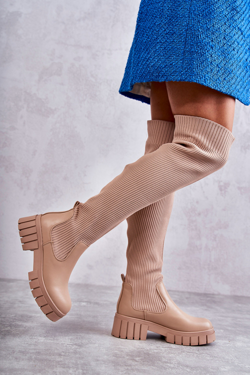 Жіночі високі чоботи Workers Beige Austin