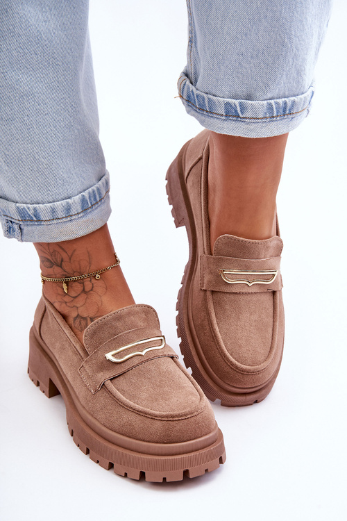 Жіночі замшеві лофери темно-бежевого кольору Pure Love