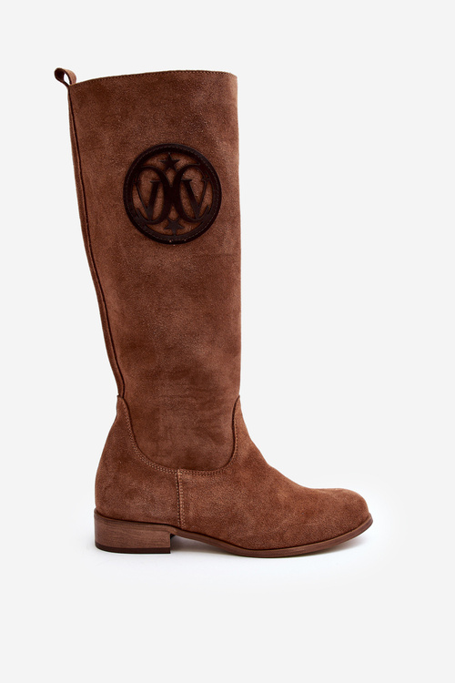 Жіночі коричневі замшеві чоботи вище коліна Zazoo 3367/2