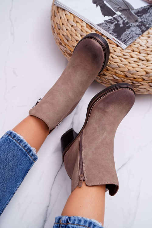 Жіночі валяні утеплені чоботи на шпильці бежеві Delia