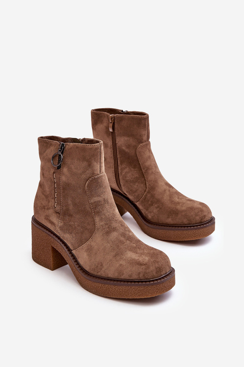 Жіночі чоботи на блискавці коричневого кольору Romella