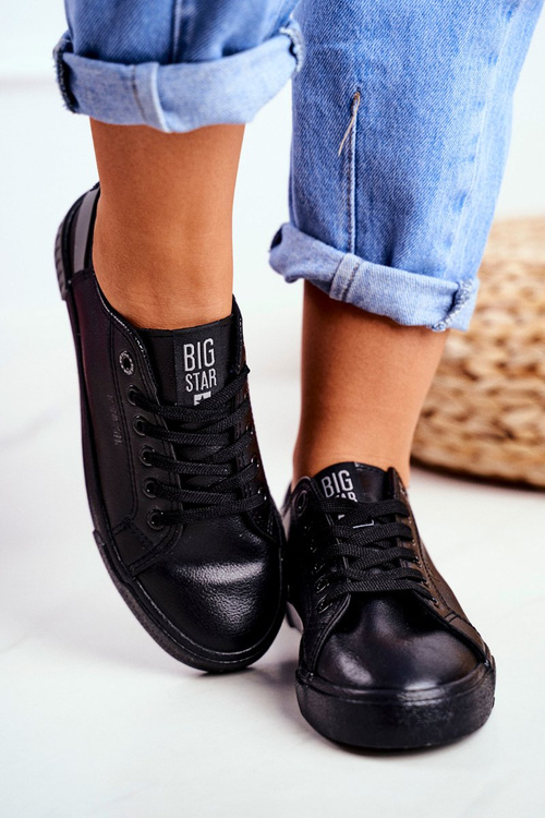 Жіночі шкіряні тенісні туфлі BIG STAR FF274177 чорно-сірі