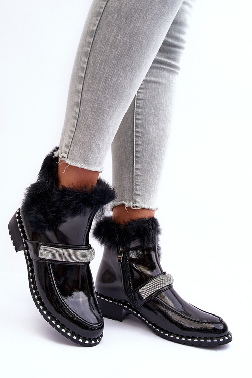 Жіночі ботильйони на плоскій каблуці та платформі чорні Linestta