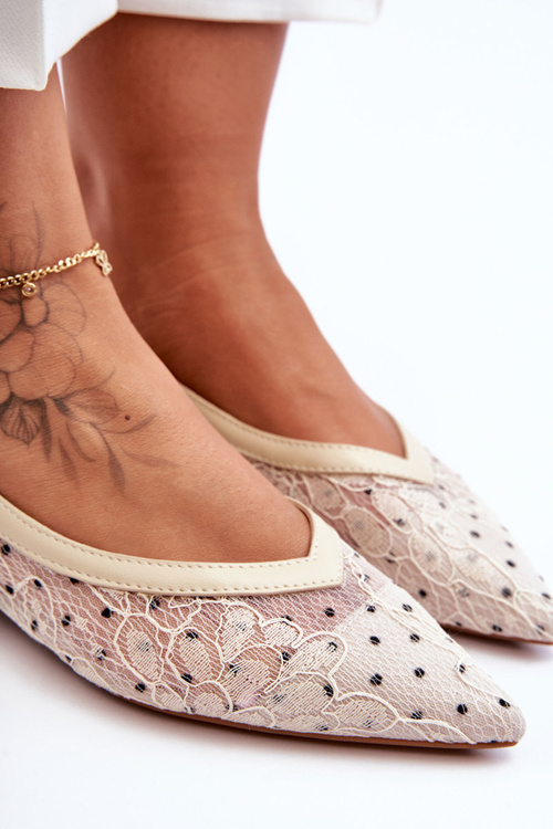 Жіночі балетки в горошок бежеві Adore