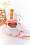 Дитячі шкіряні кросівки BIG STAR HH374036 біло-помаранчеві