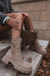 Взуття жіноче зимове з оздоблювальним елементом утеплені бежеві Каліндра