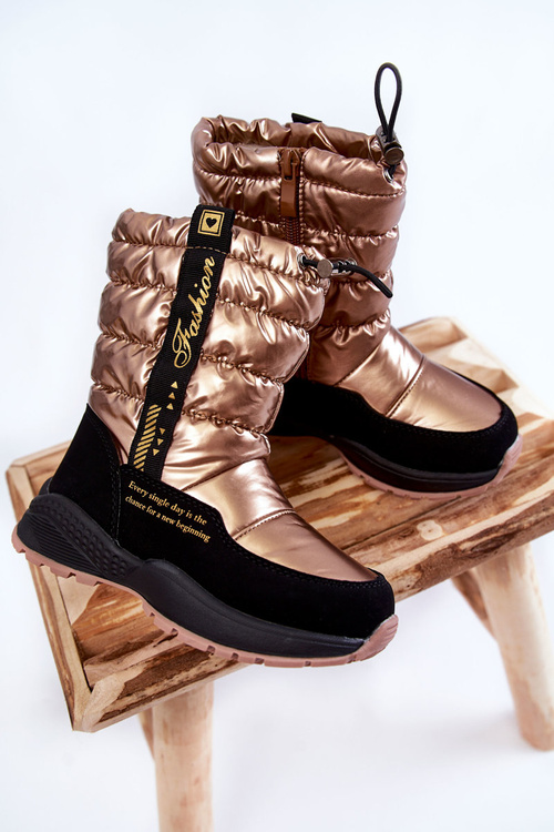 Дитячі вовняні теплі зимові чобітки з золотистим ділом