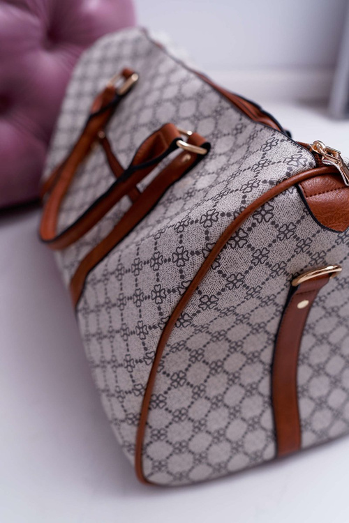 Жіноча велика нагрудна сумка коричнево-бежева