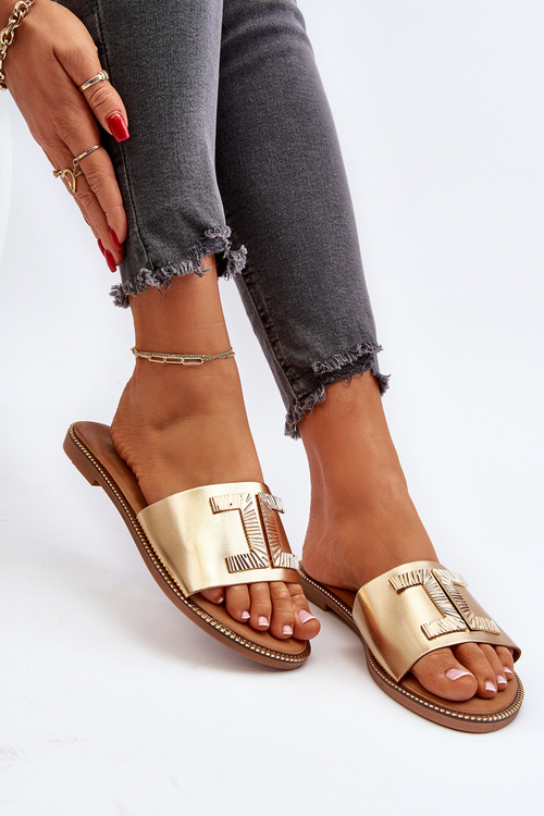 Жіночі босоніжки з золотистим орнаментом Ollavia