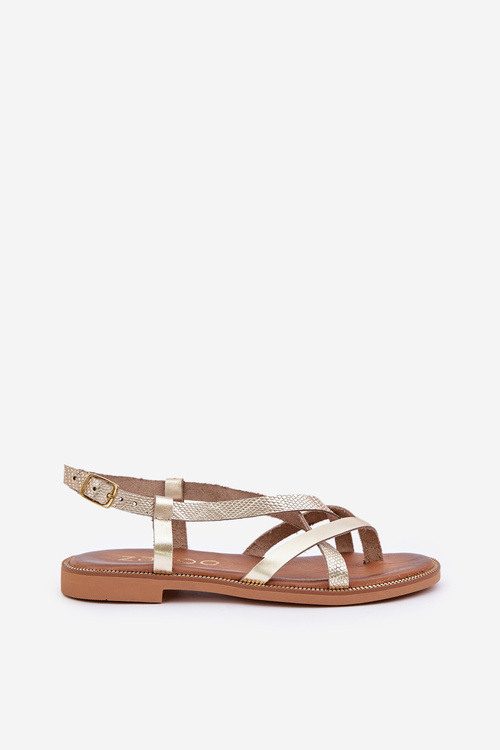 Шкіряні Плоскі Сандалі З Переплетеними Ремінцями Zazoo 40429 Золоті