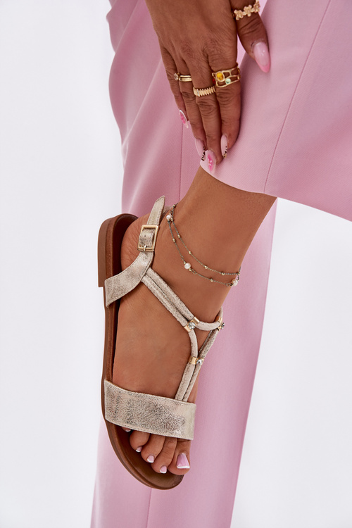 Жіночі Плоскі Сандалі З Ремінцями S.Barski KV51-120 Золоті