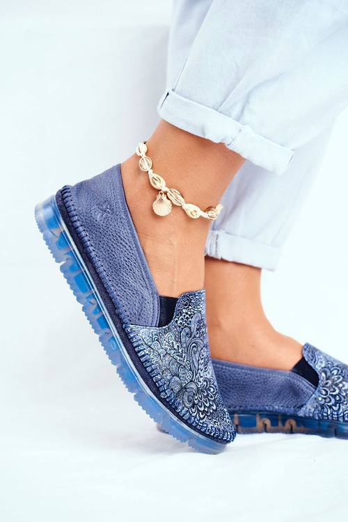 Жіночі шкіряні черевики Maciejka темно-сині 03512-45