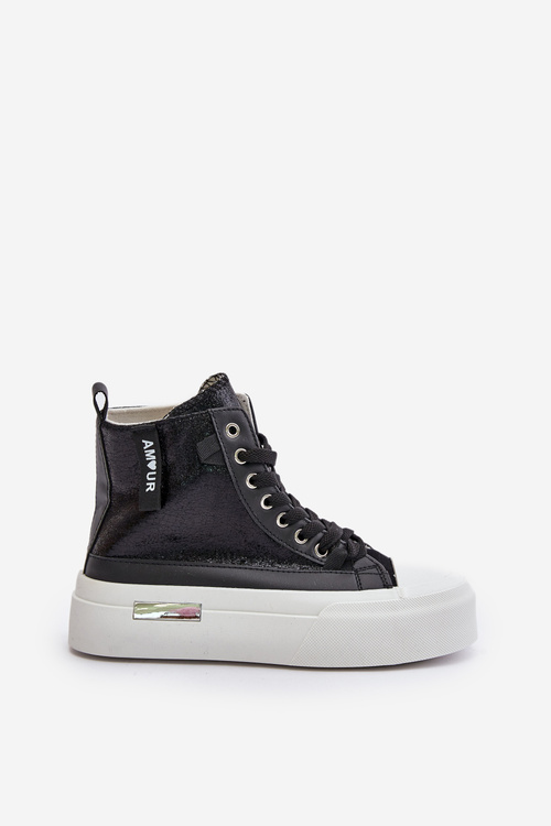 Жіночі високі кросівки на платформі чорні Averira