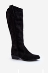 Чорні жіночі замшеві ковбойські чоботи Zazoo 3427