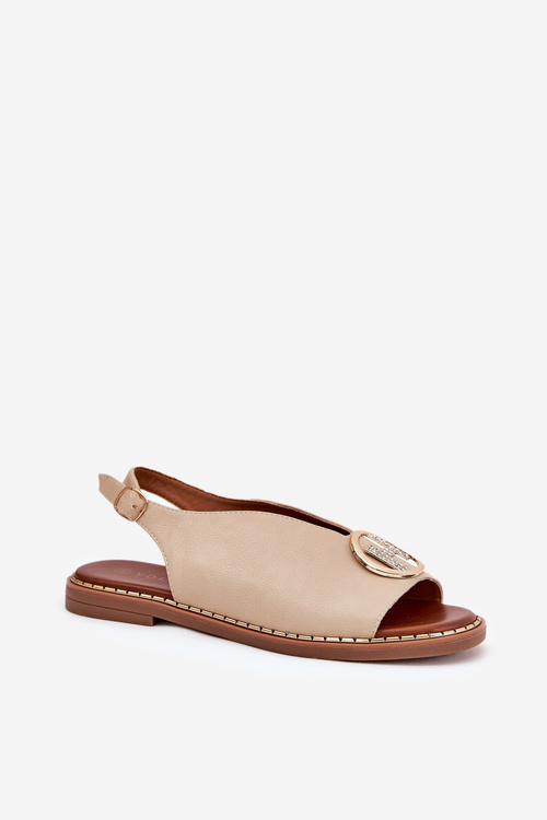 Плоскі елегантні сандалі з прикрасою бежеві Iseliria