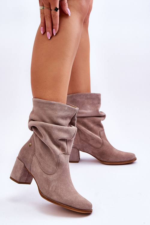 Замшеві черевики Maciejka 06005-10 Темно-бежеві