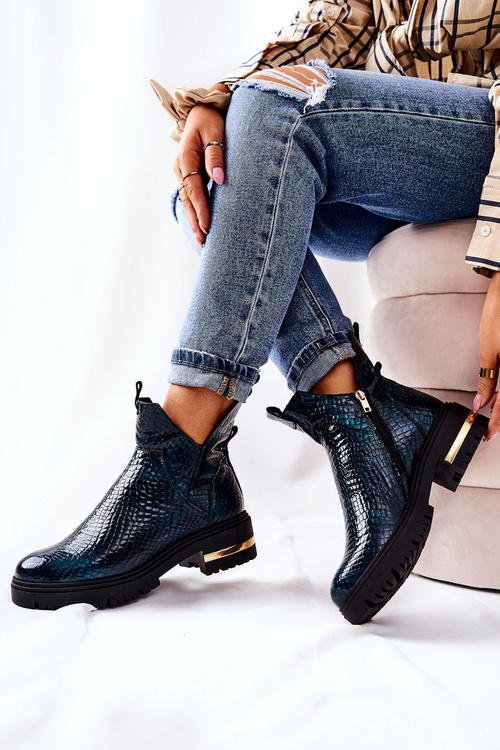 Утеплені шкіряні чоботи Крокодил Зелений Таня