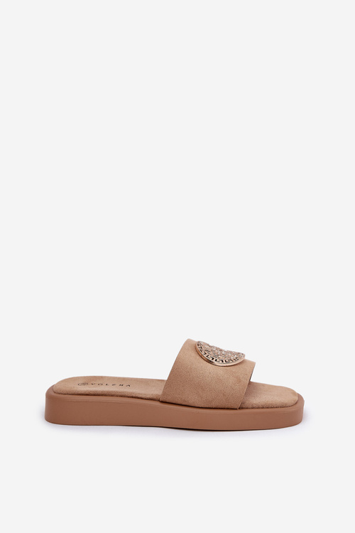 Жіночі сандалі з золотою декорацією бежеві Kaliora