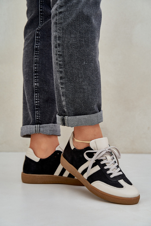 Zazoo N1068 Шкіряні Низькі Кросівки Для Жінок Чорні