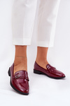 Лаковані Жіночі Мокасини З Декоративною Пряжкою Бордові Mollan