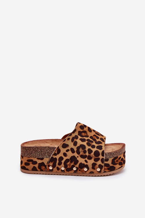 Жіночі Сандалі На Масивній Платформі Еко Замш Леопардові Коричневі Vinnibe