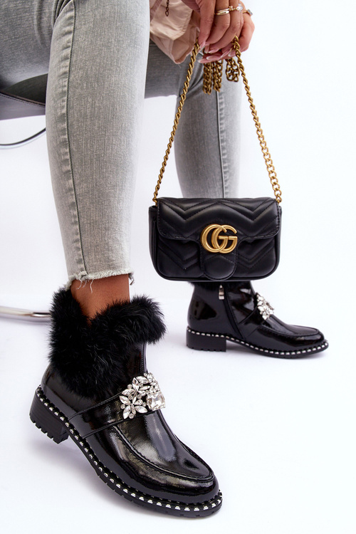 Жіночі ботильйони на плоскій каблуці та платформі чорні Linestta