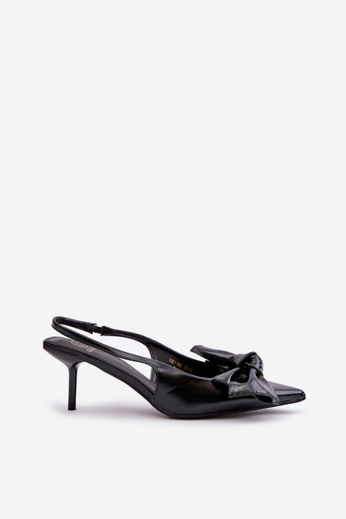 Високі підбори з бантом з екошкіри Emirenna чорного кольору