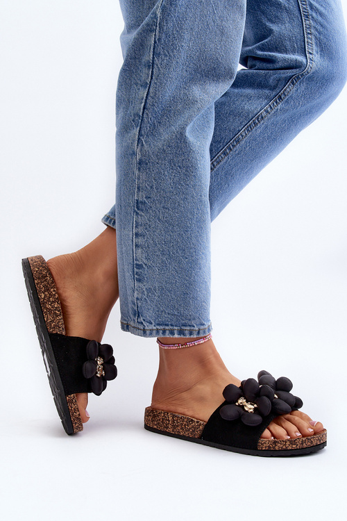 Жіночі чорні босоніжки з прикрасами Bunlia