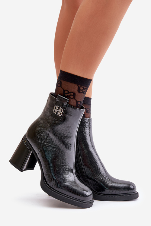 Жіночі ботильйони Snake на підборах натуральна шкіра чорні Vinceza 66670