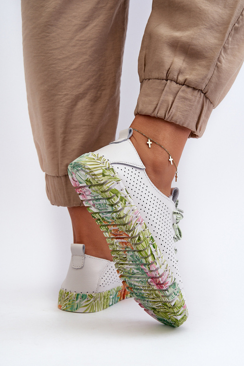 Жіночі білі черевики з натуральної шкіри на шнурівці Farnalea