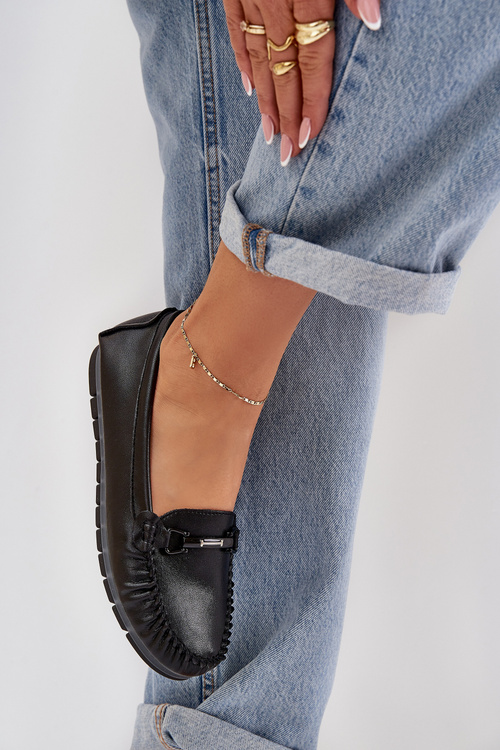 Плоскі Шкіряні Мокасини З Декором S.Barski LR51-547 Чорні