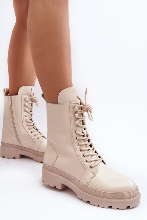 Жіночі робочі черевики з екошкіри світло-бежевий Іран