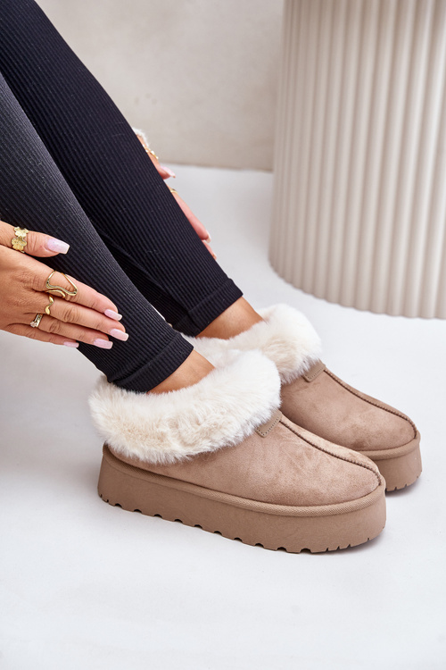 Снігові черевики на низькій халяві з хутром на платформі