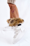 Жіночі зимові черевики на шнурівці з хутром білого кольору Шеннон