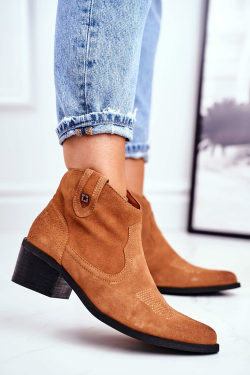 Жіночі черевики на високих підборах шкіряні Big Star Camel GG274330