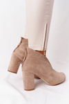 Замшеві чоботи на шпильці з вирізом Exquisite 1243 Beige