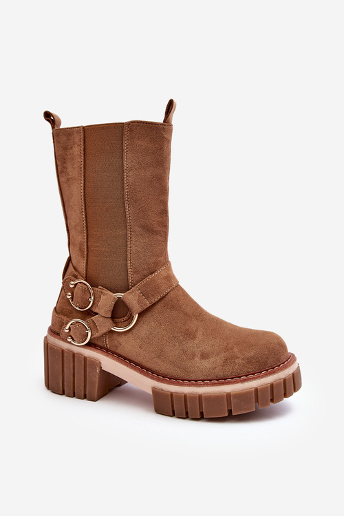Жіночі замшеві чоботи на флісовій підкладці Workery Camel Brinnon