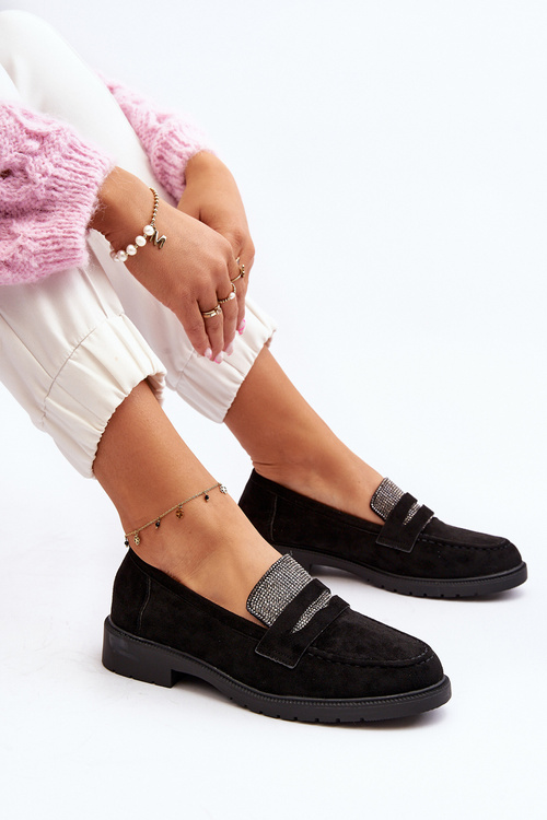 Жіночі чорні лофери Dananei з прикрасами