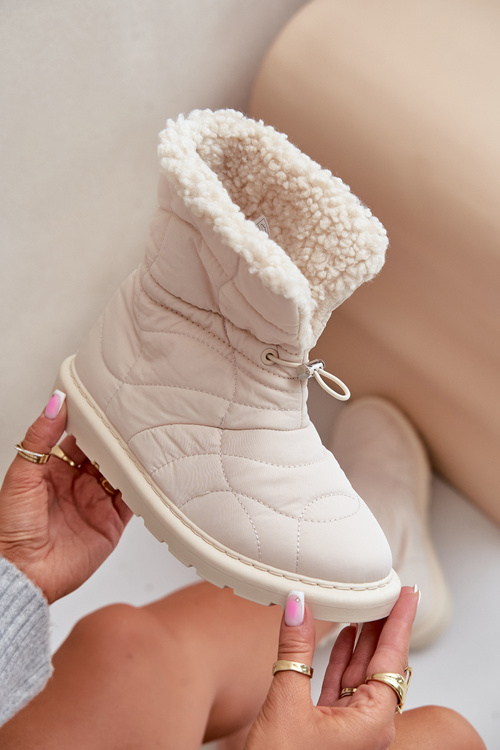 Жіночі снігові черевики зі шнурком на підкладці з овчини світло-бежевого кольору Vamidra