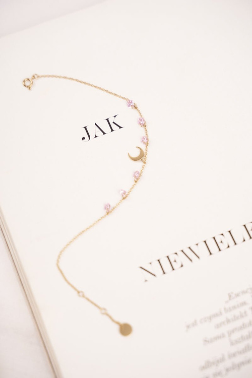 Жіночий браслет Celebrity Gold Moon Pink Rhinestones Chloë