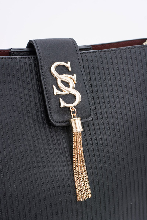 Чорна жіноча велика стильна сумочка