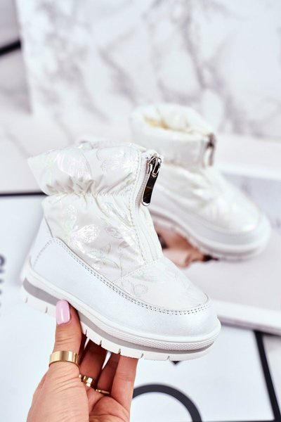 Жіночі снігові черевики теплі з натуральної вовни білі бульбашки