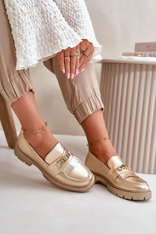 Жіночі мокасини з екошкіри з золотим декором Zanita